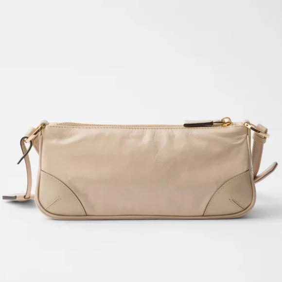 Prada Re-Edition 2002 Small Leather Shoulder Bag in Travertine